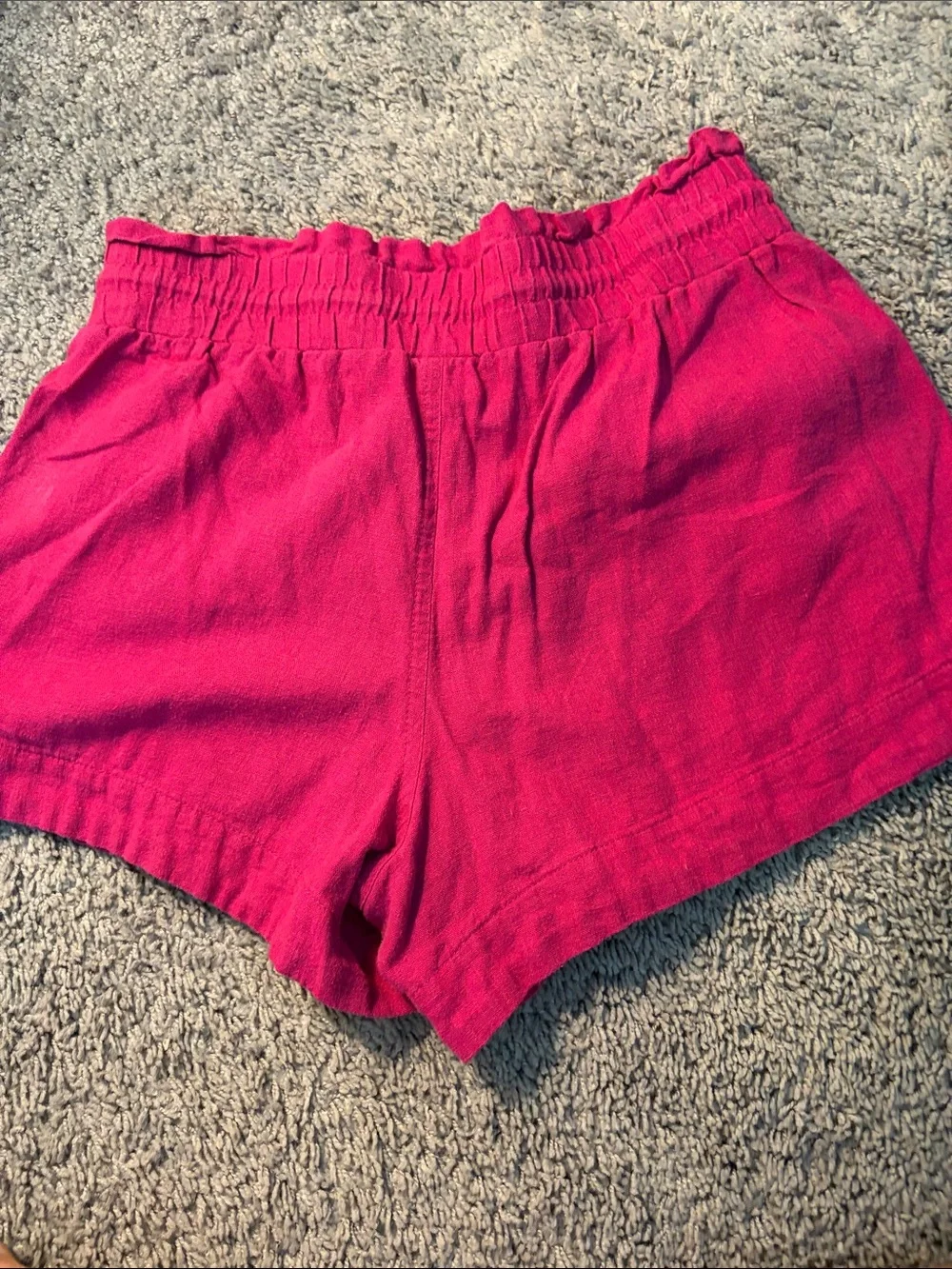 a new day Hot Pink High-Rise Drawstring Linen-Blend Shorts